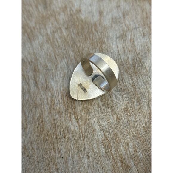 Native American SW Sterling Silver Blue Ice Dahlia Tear Drop Ring Adj🩵Stamped - Picture 4 of 10